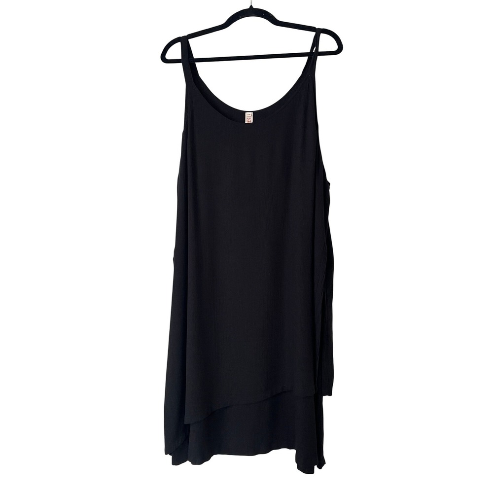 Serendipity Maui Plus Size Layered Tank Sun Dress Swim Coverup Black Sz 2x